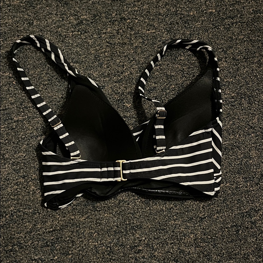 Striped Black and White Bikini Top - Picture 2 of 5